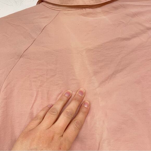 Free People Peach Button Down Long Sleeve Babydoll Mini Dress Oversized S - Picture 11 of 12